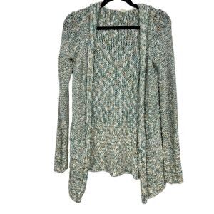 Moth Anthropologie Green Nubby Knit Cardigan Sweater Womens S Hooded Cozy Fall